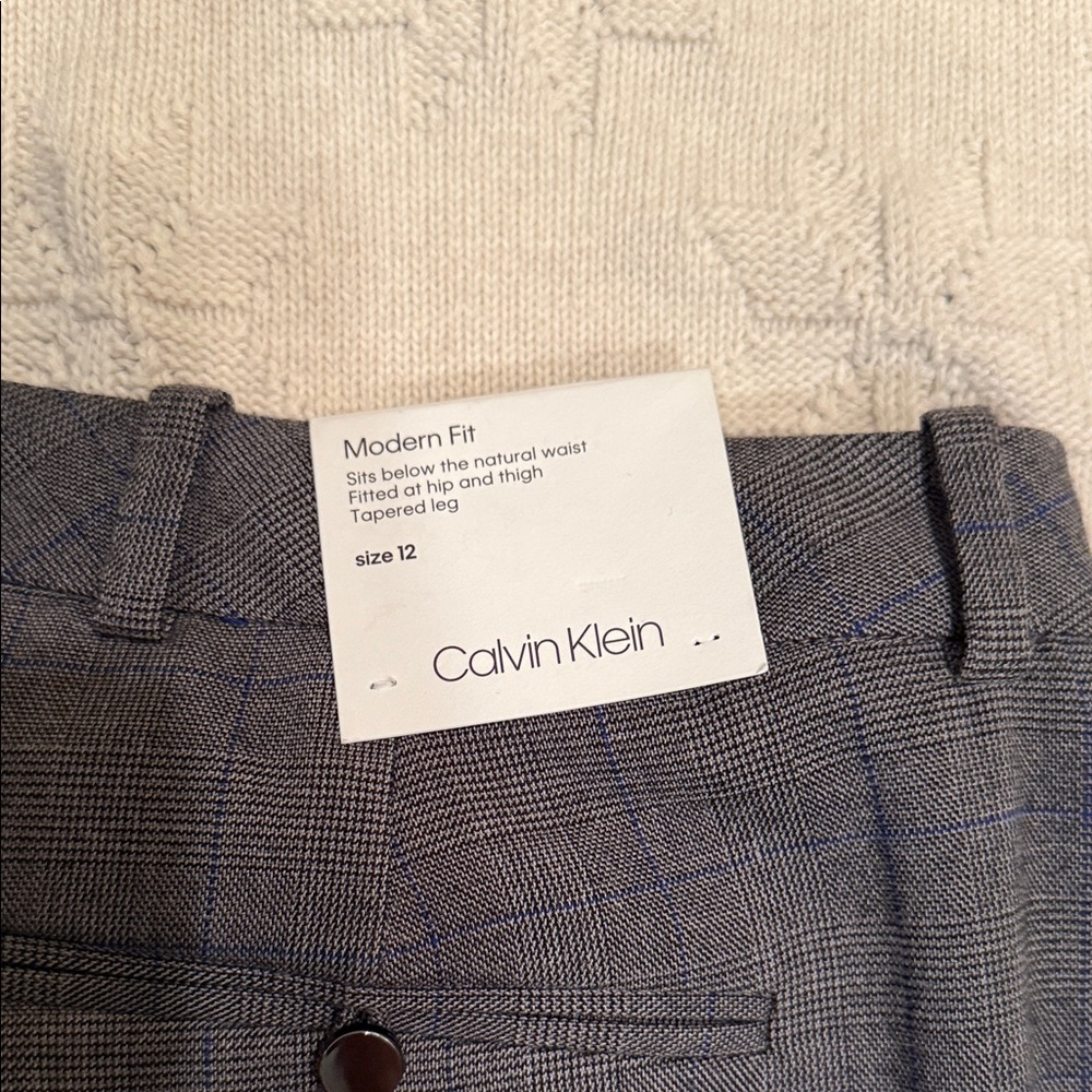Calvin Klein Blue and Gray Checkered Pants